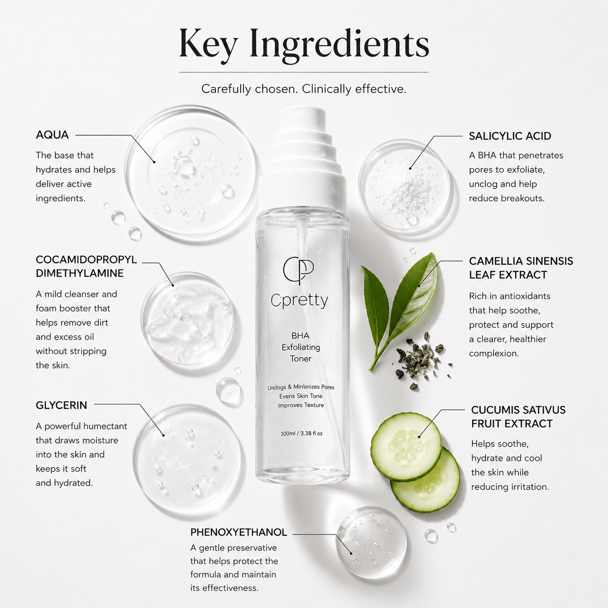 2% BHA Exfoliating Toner for Face - Pore Cleaner and Facial Exfoliator with Salicylic Acid - Opretty