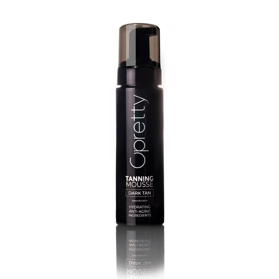 "Opretty dark fake tan mousse application"